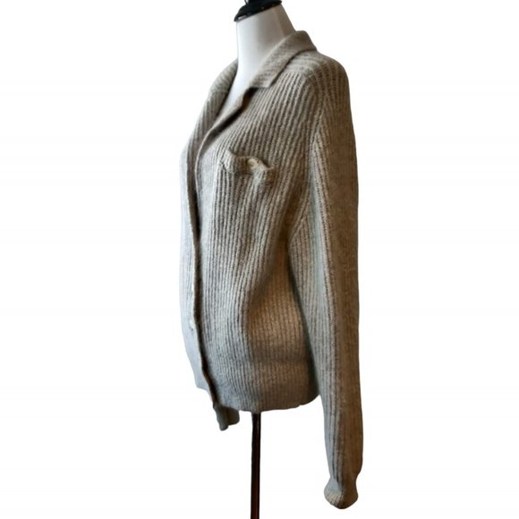 Liz Claiborne Collection Womens Gray Silk Angora Blend Button Grandpa Cardigan L - Picture 2 of 11
